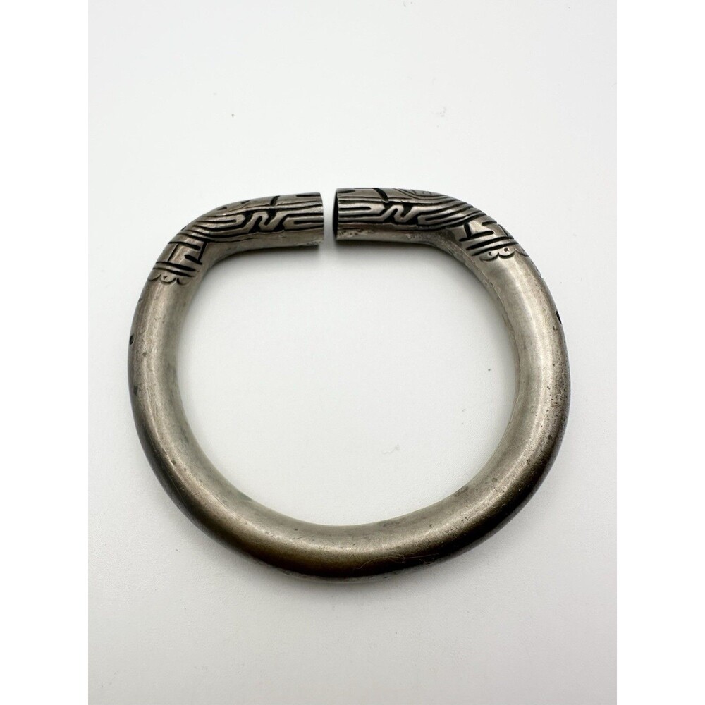 Antique Chinese Export Silver Bangle Bracelet 7”